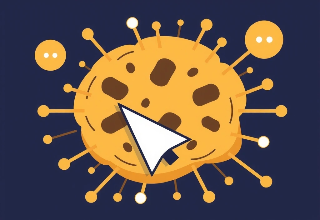Ilustración de una galleta digital y un cursor de ratón